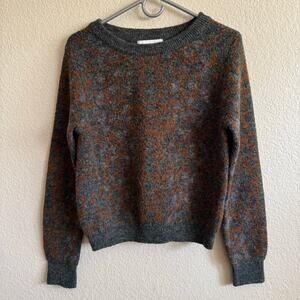 John + Jenn Crewneck Pullover Sweater Brown Gray Wool Blend Grandpa Style Size S